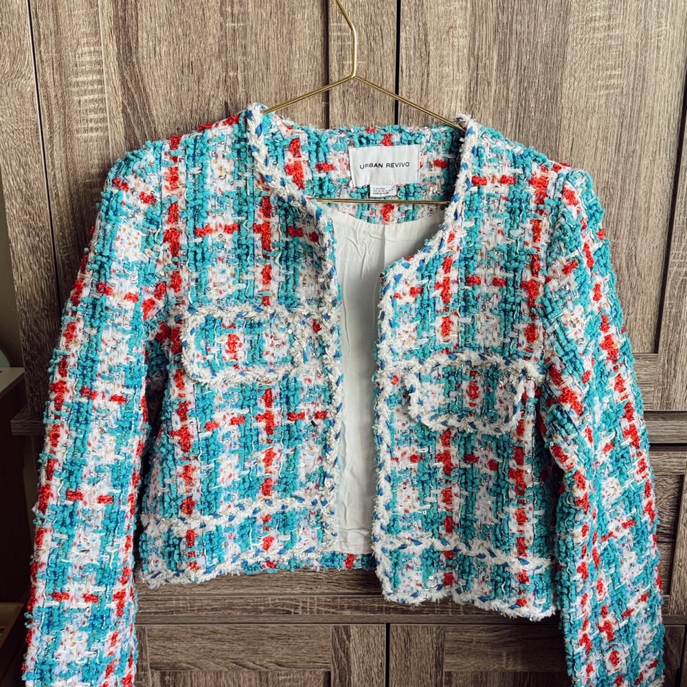 Urban Revivo Women's Multicolor Tweed Jacket Size S